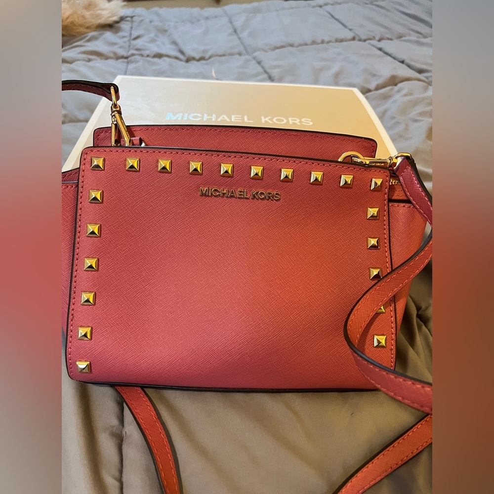 Gorgeous Michael Kors studded crossbody with box!